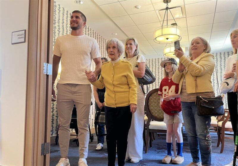 Kansas City Chiefs Justin Watson Visits His Grandmother at Friendship Village of South Hills
